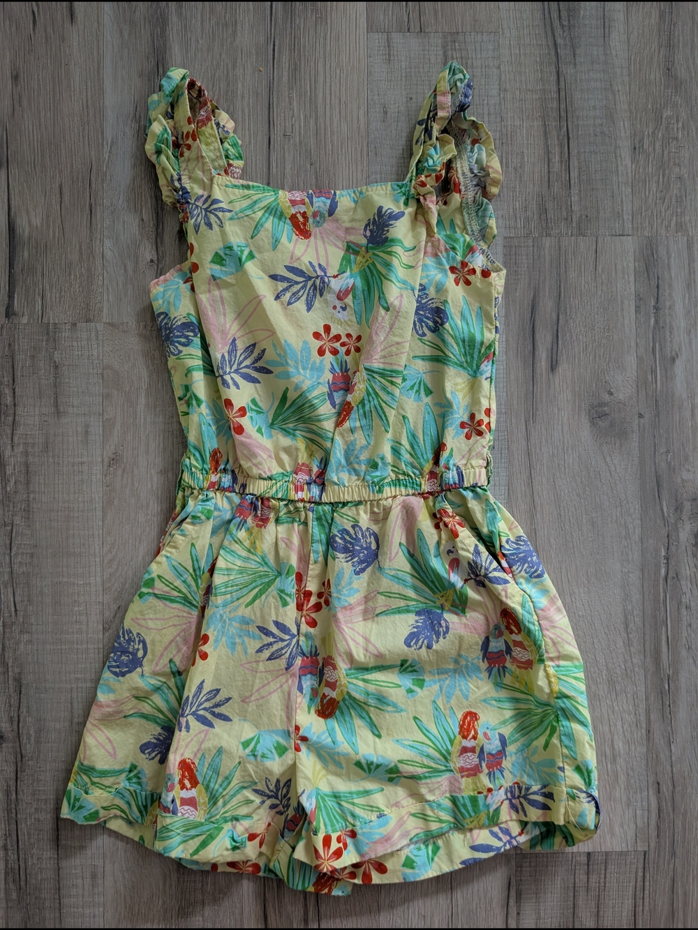 Peek Yellow Tropical Floral Romper, 4-5Y (V9)